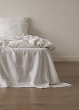 Stone Washed Linen Flat Sheet, Optical White