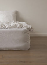 Stone Washed Linen Fitted Sheet, Queen Optical White