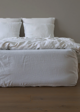 Stone Washed Linen Fitted Sheet, Queen Optical White