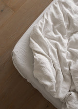 Stone Washed Linen Fitted Sheet, Queen Optical White
