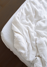 Stone Washed Linen Fitted Sheet, Queen Optical White