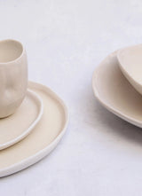 Organic Porcelain Open Handmade Bowl, Matte Beige