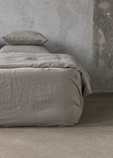 Stone Washed Linen Taupe Fitted Sheet King