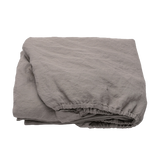 Stone Washed Linen Taupe Fitted Sheet King