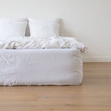 Stone Washed Linen Fitted Sheet, Optical White