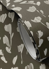 Wild Flowers I Wallpaper by Roseanne Kenny 52"x132", Wild Flowers I Olive II