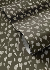 Wild Flowers I Wallpaper by Roseanne Kenny 52"x132", Wild Flowers I Olive II
