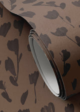 Wild Flowers I Wallpaper by Roseanne Kenny 52"x132", Wild Flowers I Black & Tan I