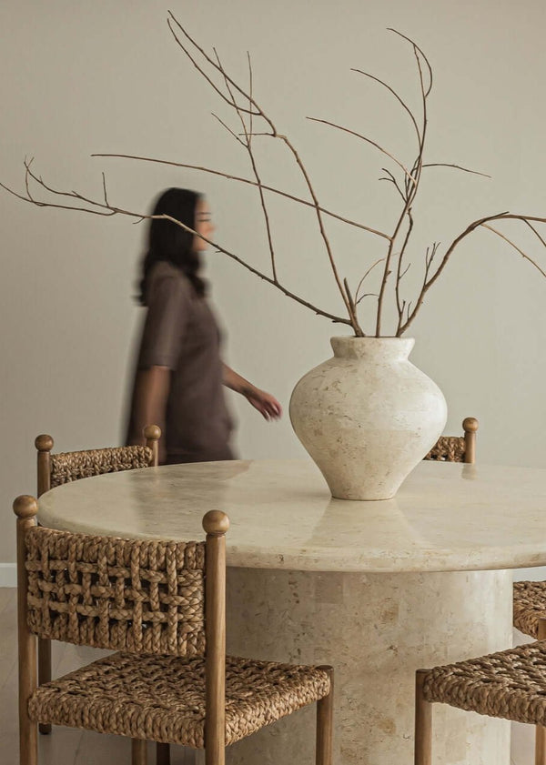 Laguna Vase, Natural White Limestone