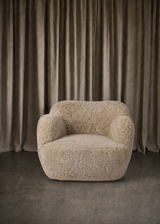 Bellamy Swivel Chair, Beige Shearling