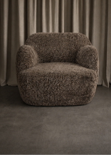 Bellamy Swivel Chair, Taupe Shearling