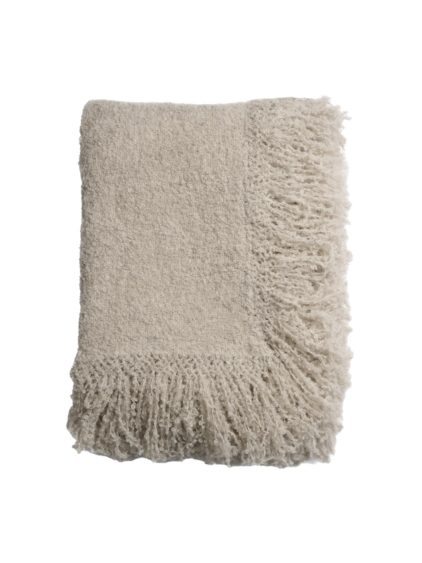 Handwoven Fringe Throw, Beige