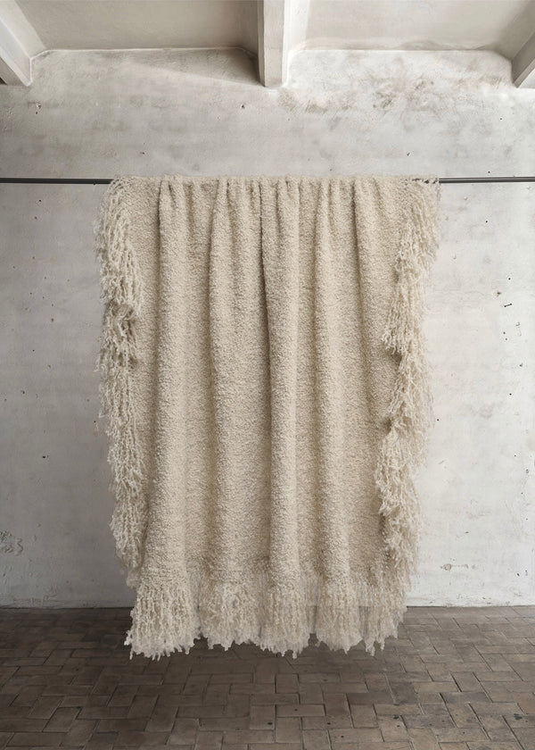 Handwoven Fringe Throw, Beige