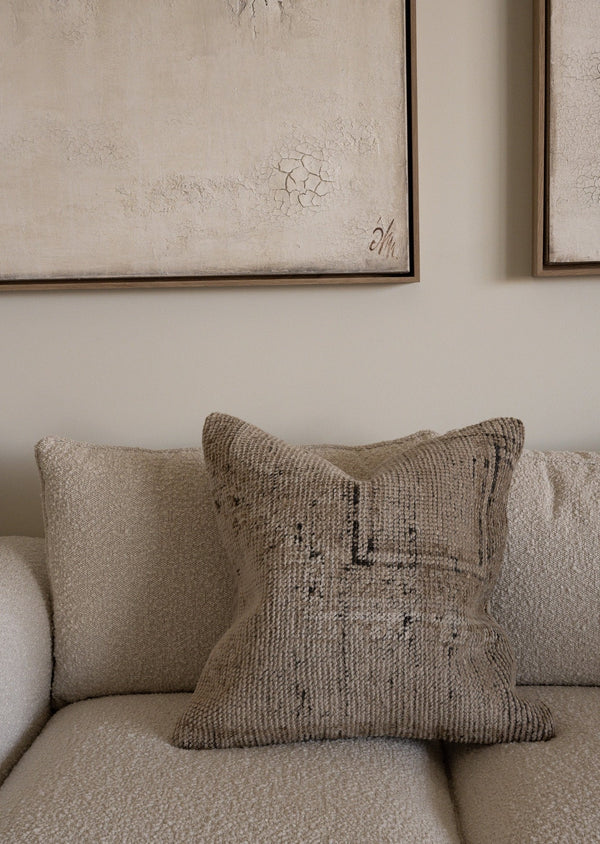 One Of A Kind Rug Pillow - Warm Taupe