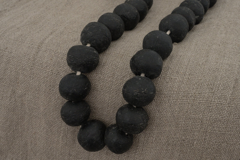 Large Black Glass African Beads