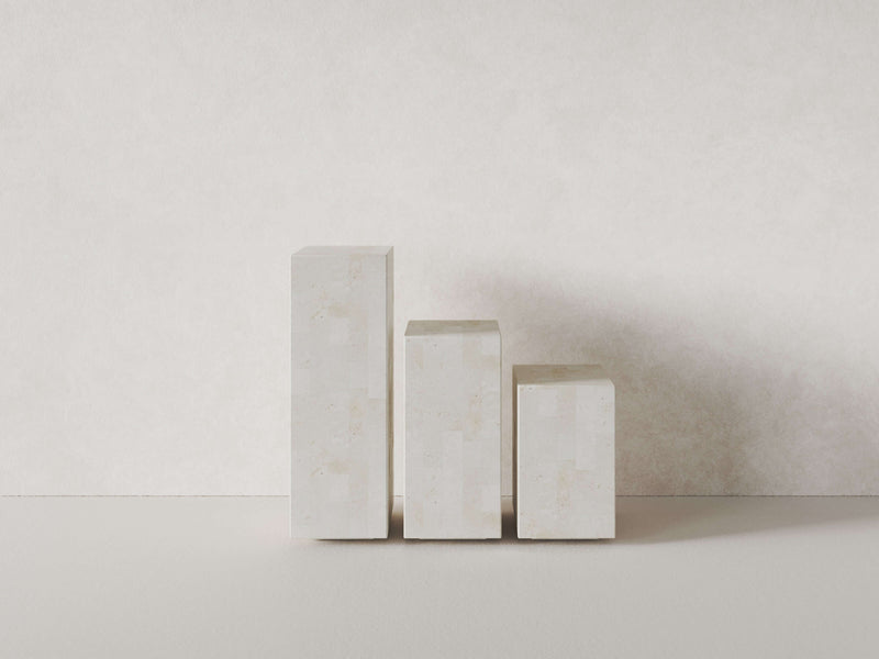 Fossil Stone Plinths, White