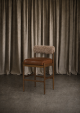 Henri Bar + Counter Stool - Havana Brown, Taupe Shearling