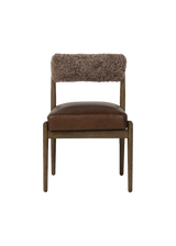 Henri Dining Chair - Havana Brown, Taupe Shearling