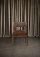 Henri Dining Chair - Havana Brown, Taupe Shearling