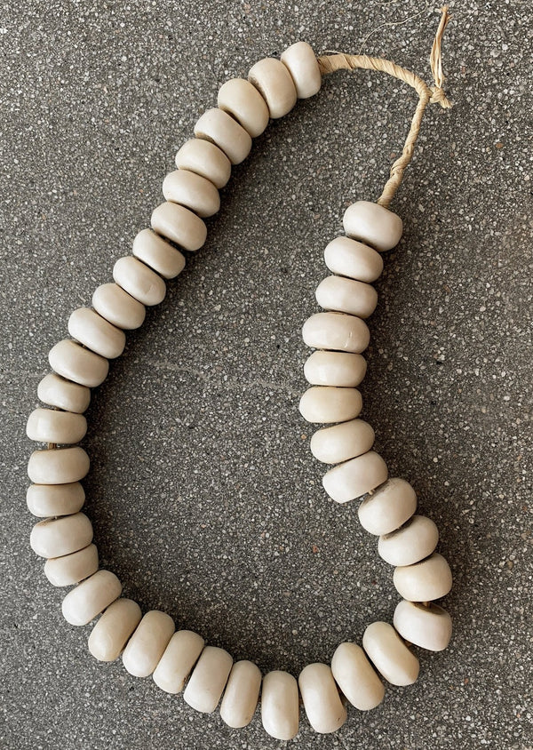 Medium Bone African Beads - White