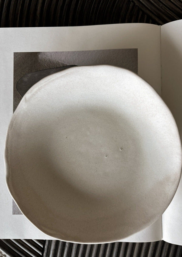 Organic Porcelain Open Handmade Bowl, Matte Beige