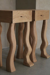 Bow-Legged Foot Tables, Solid Oak
