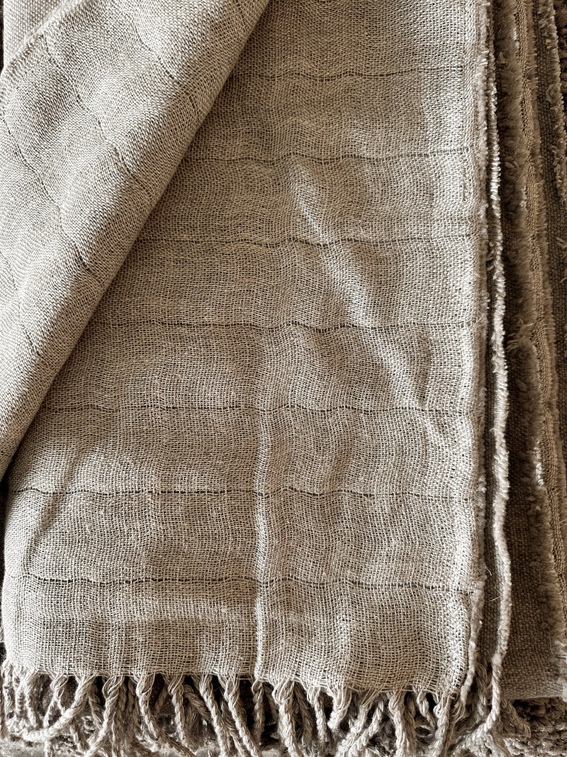 Linen/Merino Wool Reversible Throw Linen