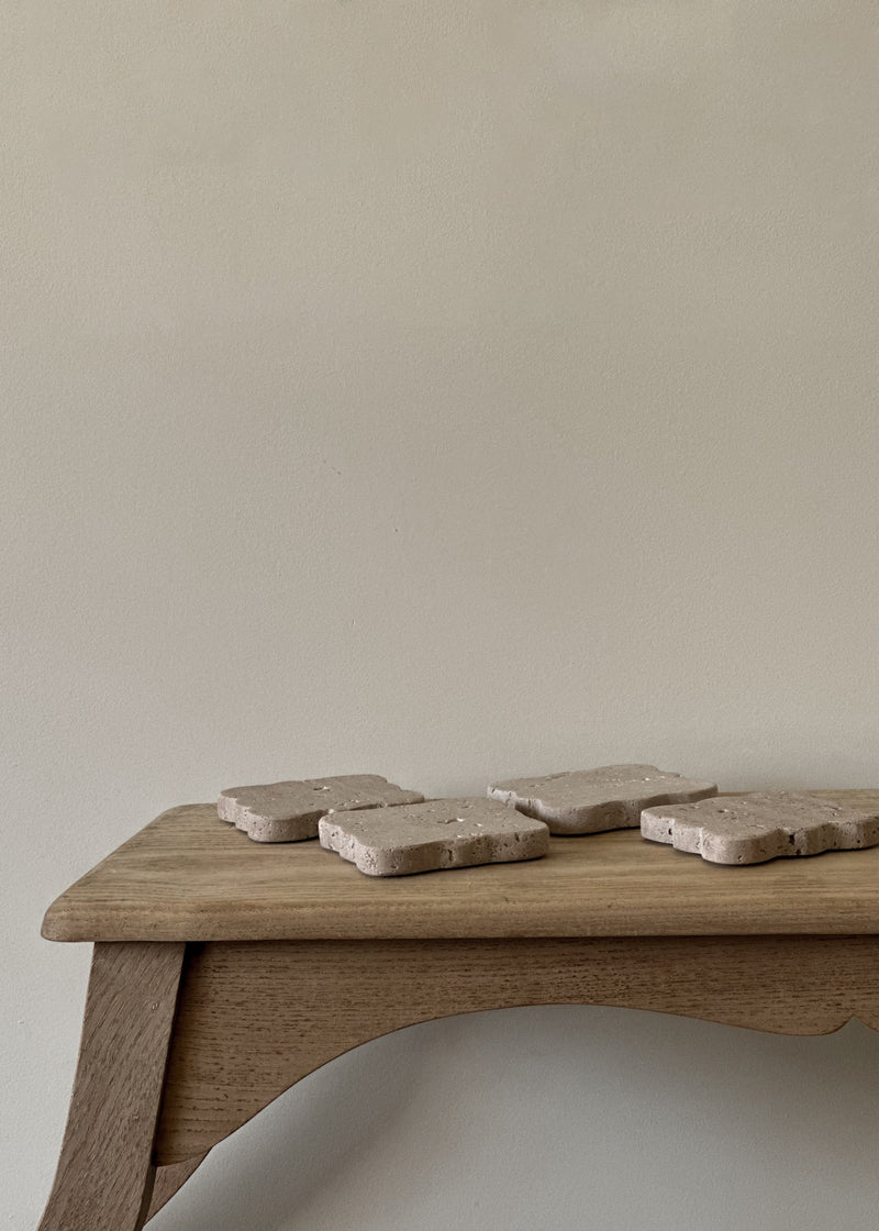 Scalloped Travertine Coaster Set