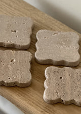 Scalloped Travertine Coaster Set