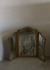 Oak Curved Trifold Mirror