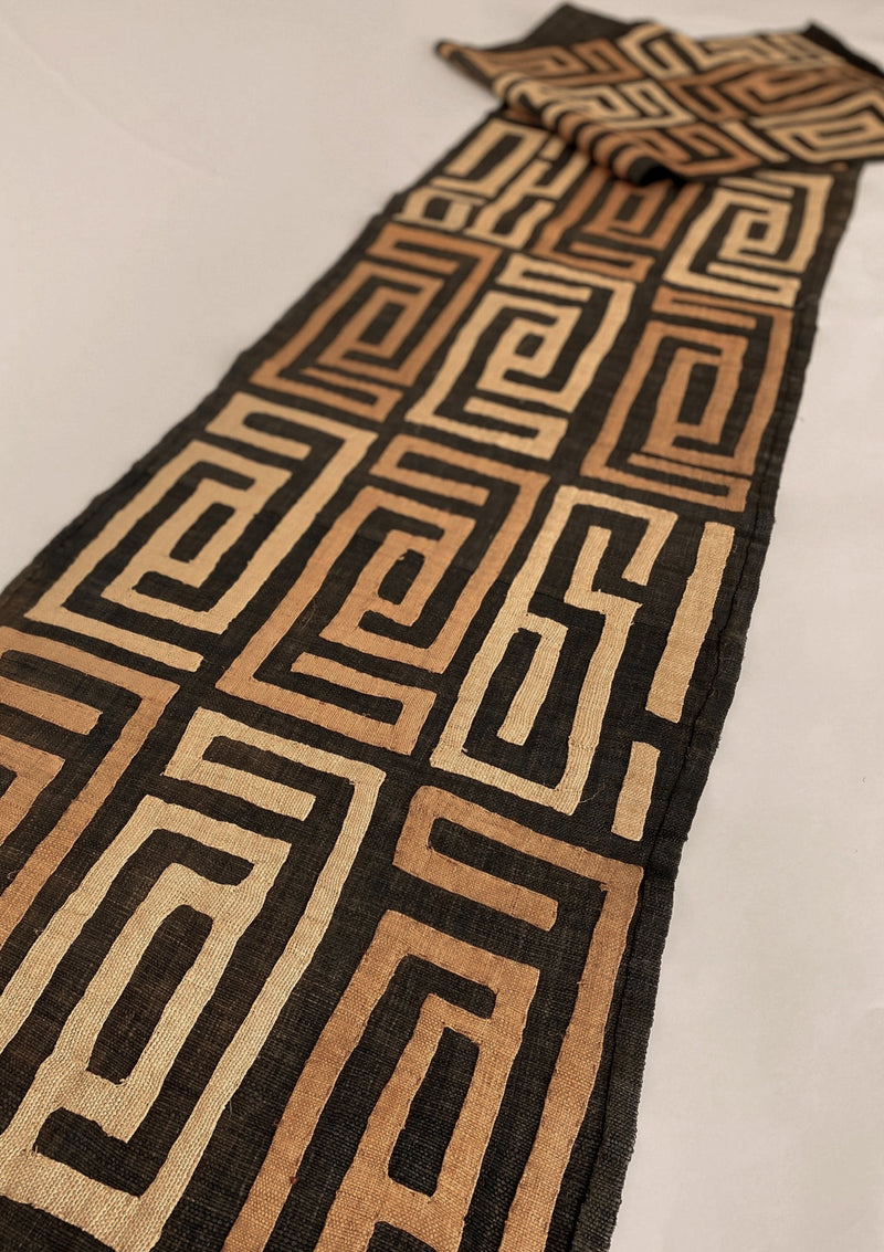 Vintage African Kuba Cloth Classic Pattern Black/Natural