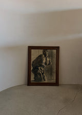 Framed Charcoal Drawing Of Male Torso by Costenoble