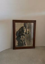 Framed Charcoal Drawing Of Male Torso by Costenoble