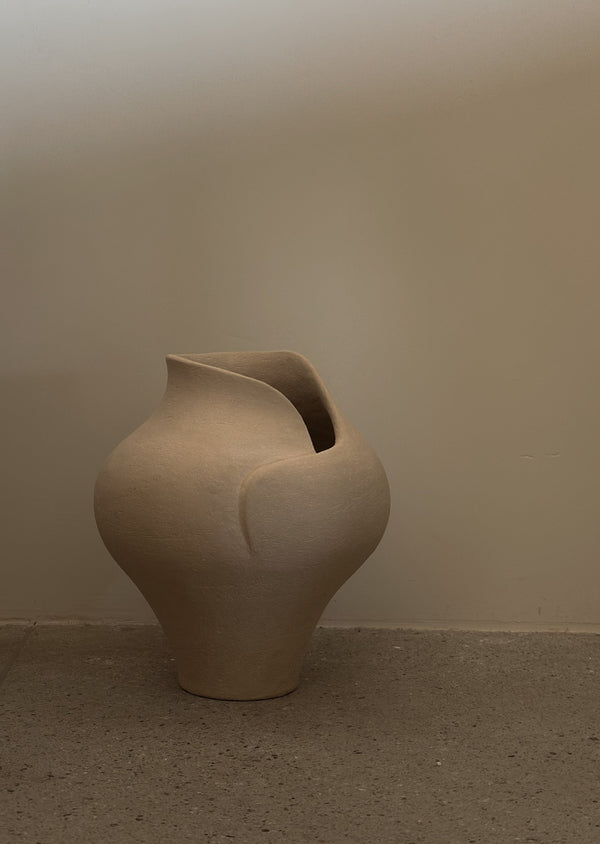 Handmade Abstract Vase, Beige