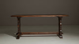 Oak Trestle Dining Table In Original Patina
