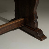 Oak Trestle Dining Table In Original Patina