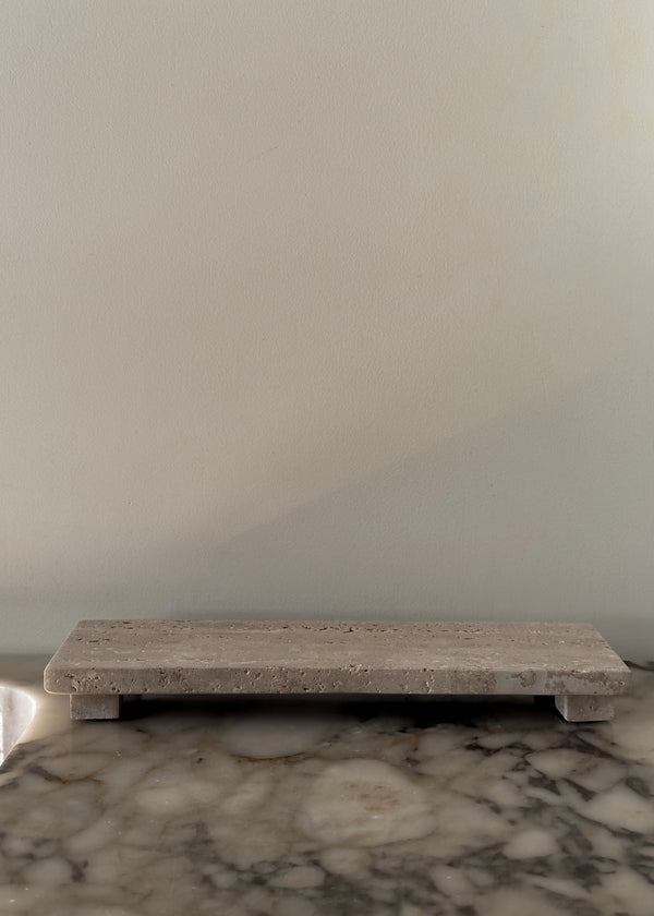 Travertine Footed Serving Board - Beige