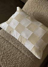Checkered Throw Pillow Cover, White/Sand Lumbar