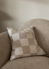 Checkered Throw Pillow White/Beige Square