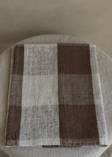Linen Tea Towels, Choco Natural Grand Check
