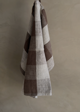 Linen Tea Towels, Choco Natural Grand Check