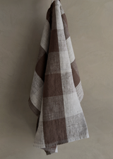 Linen Tea Towels, Choco Natural Grand Check
