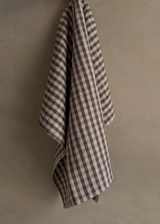 Linen Tea Towels, Choco Natural Gingham