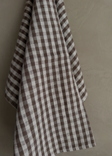 Linen Tea Towels, Choco Natural Gingham