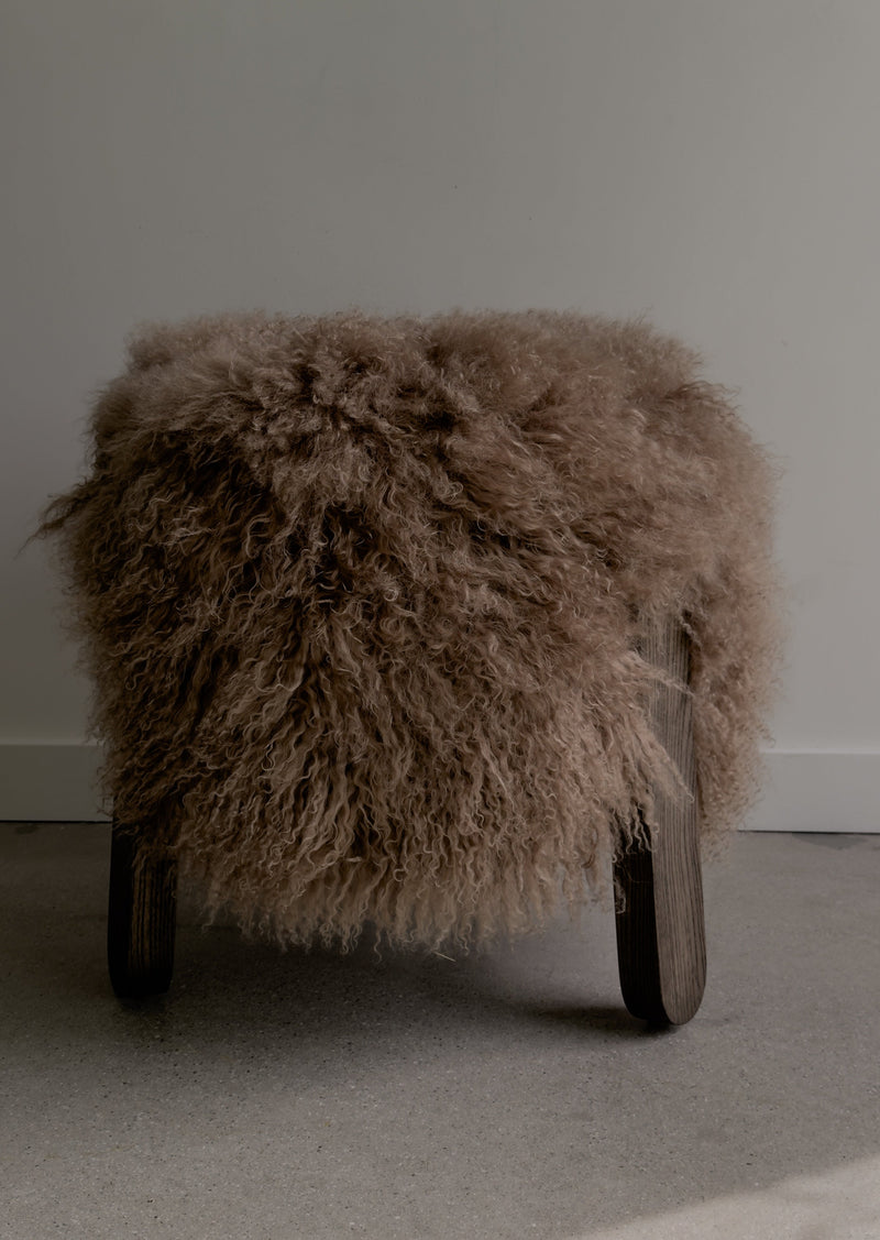 Lou Round Stool - Ash Leather