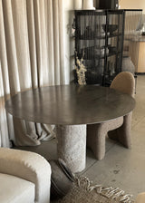 Vintage Stone and Steel Round Dining Table