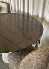 Vintage Stone and Steel Round Dining Table