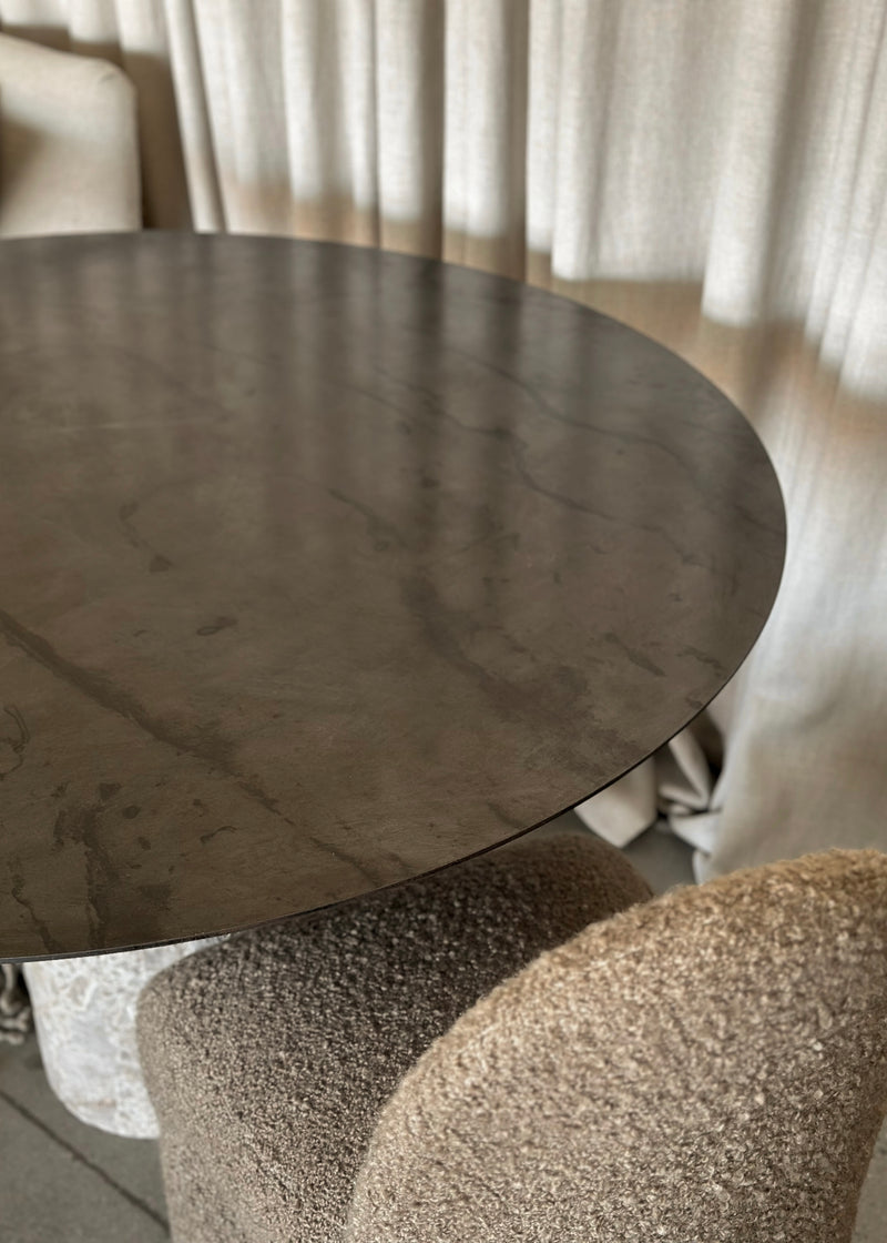 Vintage Stone and Steel Round Dining Table
