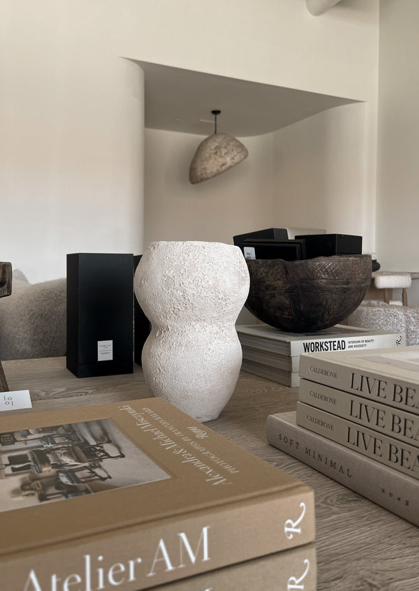Handmade Textured Beige Ceramic Vase