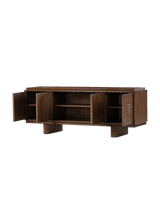 Lenox Media Console - Rust Rubberwood Veneer